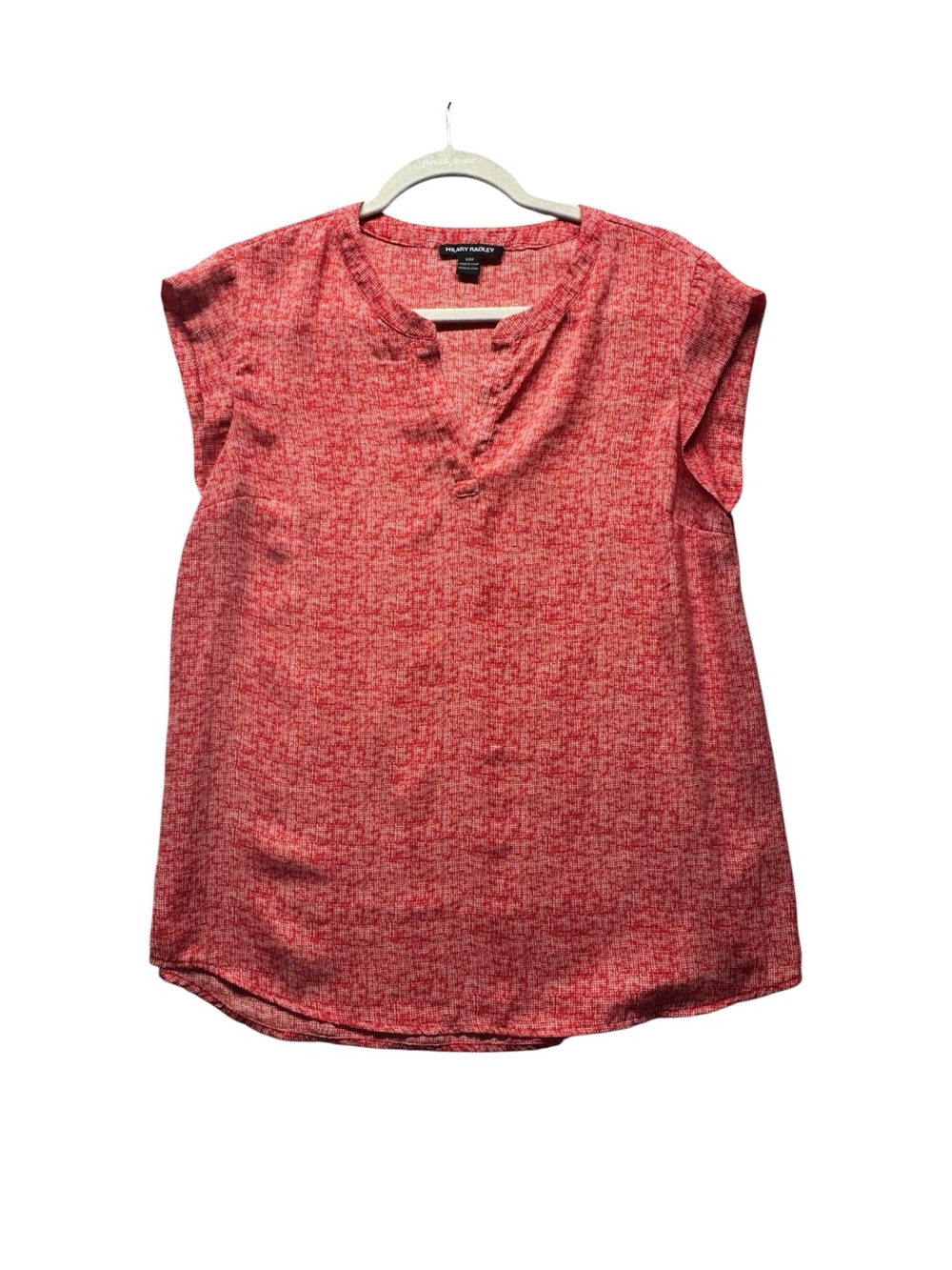 Hilary Radley Women’s Red White Print Cap Sleeve Blouse Size Small